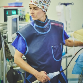 Cardiology veterinary surgeon in the operating theatre